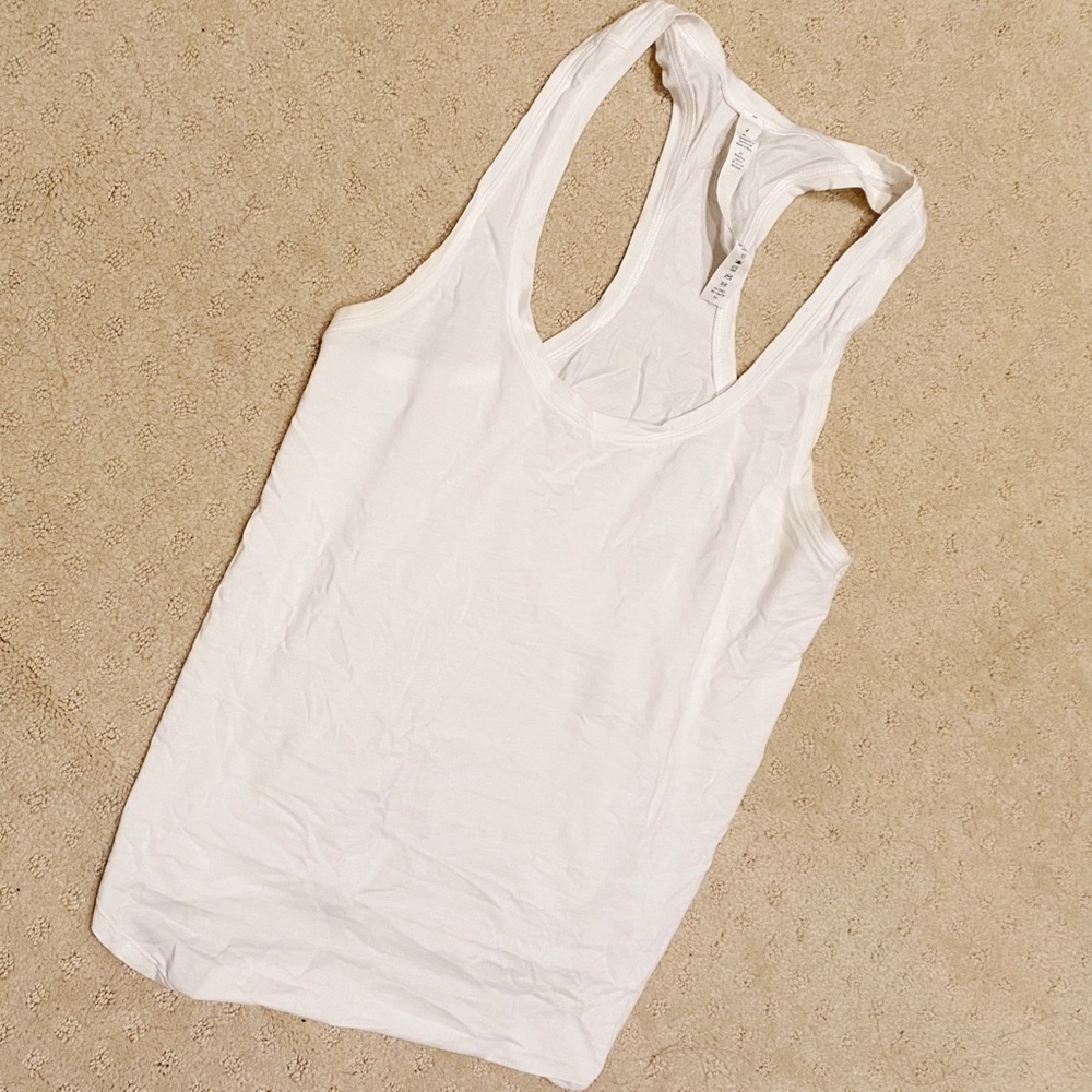 Lululemon White Cotton Tank (Size 2)